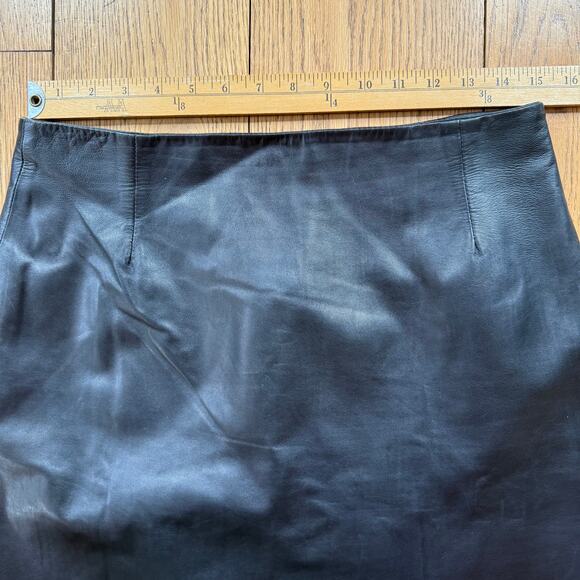 Vintage Barneys New York Black Leather Pencil Skirt SZ 44 Made in Italy Lined - Picture 6 of 8
